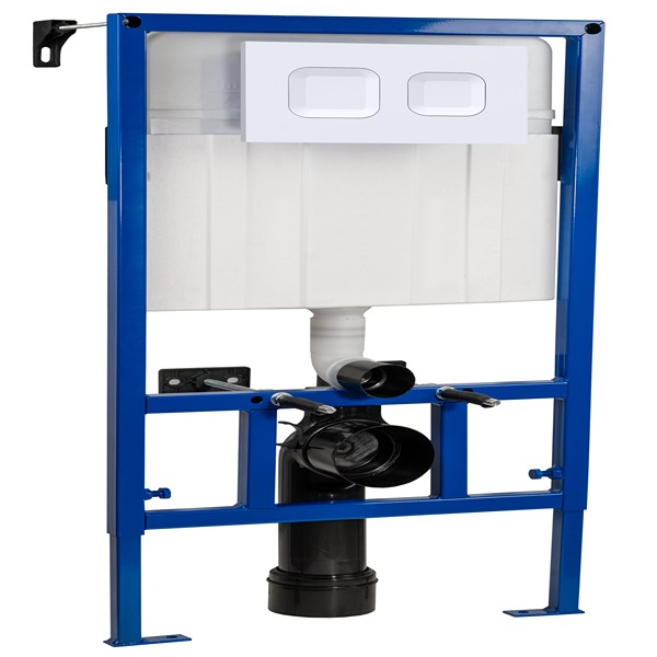 Hudson Reed Dual Flush Concealed Cistern Frame with Square Plate 520 x 890mm White