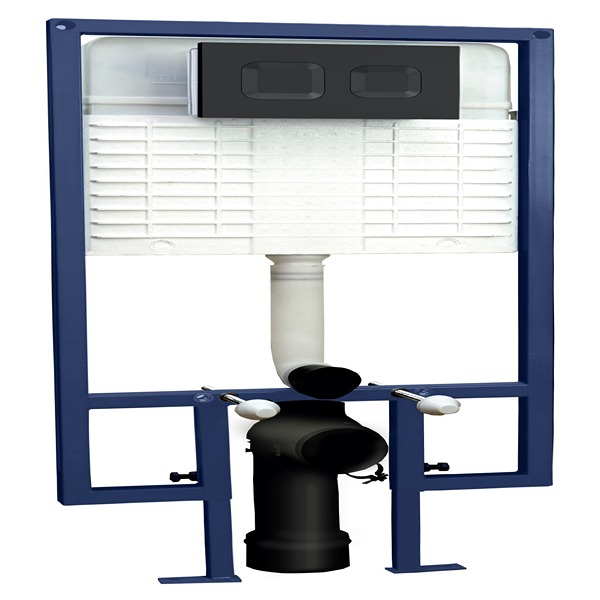 Hudson Reed Dual Flush Concealed Cistern Frame Square Plate 520 x 1136mm Matt Black