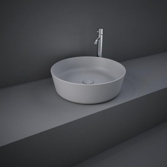 RAK Feeling 42cm Round Counter Top Wash Basin 180mm H × 475mm W × 475mm D – Matt GREY – No Tap Holes – Round